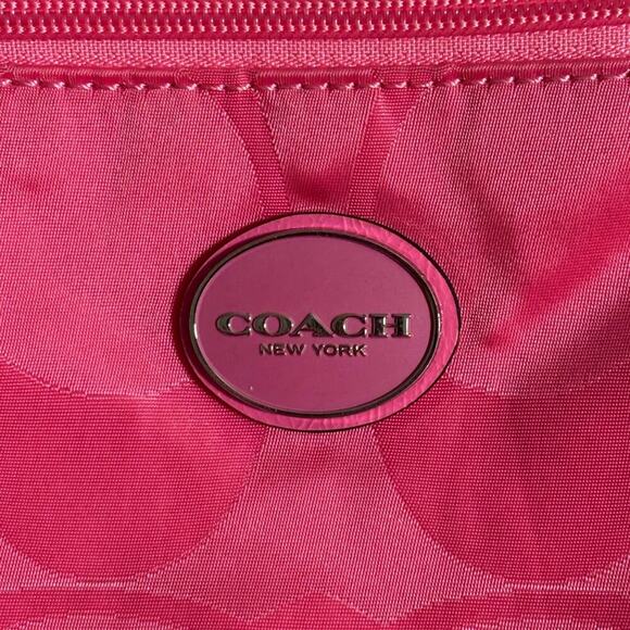 COACH Signature Getaway Nylon File Cross-body Bag F77408 Hot Pink - Picture 4 of 9